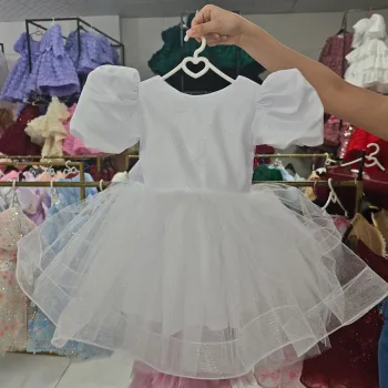 Beyaz Parıltılı Kısa Kol Elbise abiye Gelinlik