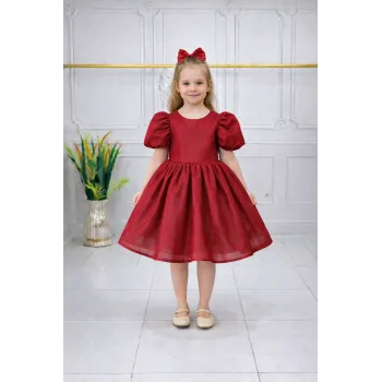 Bordo Parıltılı Elbise Abiye Gelinlik