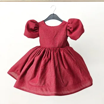 Bordo Parıltılı Elbise Abiye Gelinlik