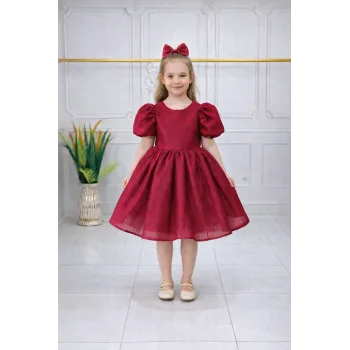 Bordo Tül Kabarık Elbise Abiye Gelinlik