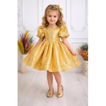 Gold Parıltılı Payetli Elbise Abiye Gelinlik