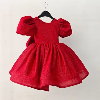 Kırmızı Parıltılı Elbise Abiye Gelinlik