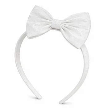 Beyaz Taçlı Simli Klips Fiyonk Toka