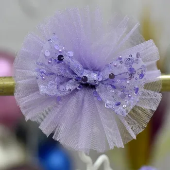 Lila Boncuklu Boncuklu Payetli Klips Toka