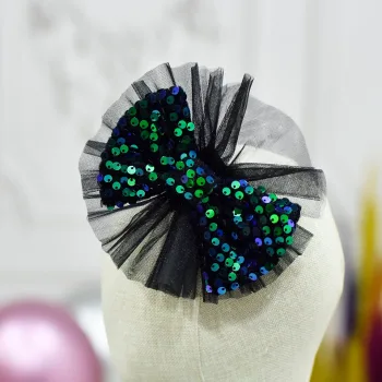 Kız Çocuk Zümrüt Yeşili Hologram Payetli Klips Toka