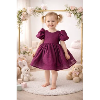 Mürdüm ParılıtılI Simli Kabarık Elbise