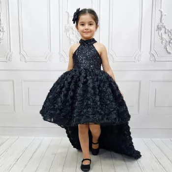 Siyah Kuyruklu Taşlı Boncuklu + .çıkarabilir kuyruk set Kabarık Elbise Abiye Gelinlik