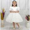 Kız Çocuk Beyaz Desenli Kabarık Elbise