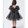 Siyah Beyaz Noktalı Parıltılı Kabarık Elbise (SİM DÖKER)