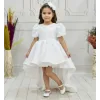 Kız Çocuk Beyaz Boncuklu Payetli Kuyruklu Kabarık Elbise