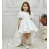Kız Çocuk Beyaz Boncuklu Payetli Kuyruklu Kabarık Elbise