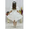 Kız Çocuk Beyaz Kat Kat Etekli Kabarık Elbise