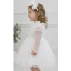 Kız Çocuk Beyaz Şeffaf Flok Pauantiyeli Kalp Detaylı Prenses Kol Detaylı Kabarık Elbise