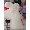 Kız Çocuk Beyaz Boncuklu Kuyruklu Abiye Elbise Gelinllk