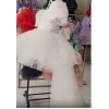 Kız Çocuk Beyaz Boncuklu Kuyruklu Abiye Elbise Gelinllk