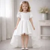 Kız Çocuk Beyaz Boncuklu Payetli Kuyruklu Kabarık Elbise
