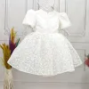 Kız Çocuk Beyaz Desenli Kabarık Elbise