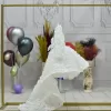 Kız Çocuk Beyaz Gül Desenli Kuyruklu Elbise Abiye
