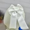Kız Çocuk Beyaz Gül Desenli Kuyruklu Uzun Kol Elbise Abiye