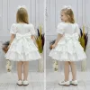 Kız Çocuk Beyaz Kat Kat Etekli Kabarık Elbise