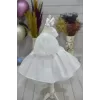 Kız Çocuk Beyaz Parıltılı Dalgalı Tül Kabarık Elbise