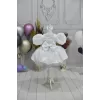 Kız Çocuk Beyaz Parıltılı Dalgalı Tül Kabarık Elbise