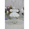 Kız Çocuk Beyaz Parıltılı Dalgalı Tül Kabarık Elbise
