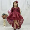 Kız Çocuk Bordo Simli Kuyruklu Kabarık Elbise Abiye