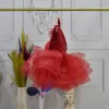 Kız Çocuk Kırmızı Payetli Grenli Tek Omuz Kabarık Elbise