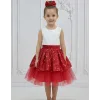 Kız Çocuk Kırmızı 23 nisan  Payetli Tütü Kabarık Etek