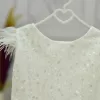 Kız Çocuk Krem Boncuklu Kabarık Elbise Abiye Gelinlik