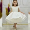 Kız Çocuk Krem Boncuklu Kabarık Elbise Abiye Gelinlik