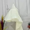 Kız Çocuk Krem Gül Desenli Kuyruklu Sıfır Kol Elbise Abiye