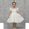 Kız Çocuk Krem incili Detaylı Prenses Kabarık Elbise