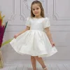 Kız Çocuk Krem Kelebekli 3D Kısa Balon Üstü şeffaf Kol Kabarık Elbise