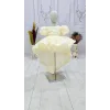 Kız Çocuk Krem Kuyruklu Gül Desenli Kapalı Yaaka Kısa Kol Elbise Abiye Elbise Gelinlik
