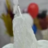 Kız Çocuk Krem Parıltılı Saten Gren Uzun Kol Parıltılı Elbise