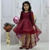 Kız Çocuk Kuyruklu Bordo Kabarık Elbise