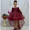Kız Çocuk Kuyruklu Bordo Kabarık Elbise