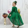 Kız Çocuk Kuyruklu Zümrüt Yeşili Kabarık Elbise
