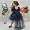 Kız Çocuk Lacivert Boncuklu Payetli Kuyruklu Kabarık Elbise
