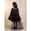 Kız Çocuk Siyah Parıltılı Üstü Tül Detaylı Kabarık Elbise Abiye Gelinlik