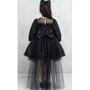 Kız Çocuk Siyah Parıltılı Üstü Tül Detaylı Kabarık Elbise Abiye Gelinlik
