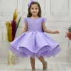 Kız Çocuk Lila Boncuklu Kabarık Elbise Abiye Gelinlik