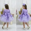 Kız Çocuk Lila Boncuklu Payetli Kabarık Elbise