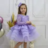 Kız Çocuk Lila Boncuklu Payetli Kabarık Elbise