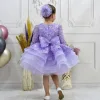 Kız Çocuk Lila Boncuklu Payetli Kabarık Elbise