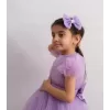 Kız Çocuk Lila Çapraz Büzgülü Kabarık Elbise
