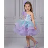 Kız Çocuk Lila Deniz Konsepti Deniz Kabuğu Figür İşlemeli Tek Omuz Kabarık Gelinlik Elbise