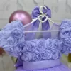 Kız Çocuk Lila Gül desenli Ön Şeffaf kısa balon kol